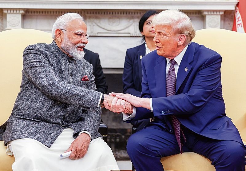 PM Narendra Modi with US President Donald Trump ahead of talks at the White House in Washington DC. ANI