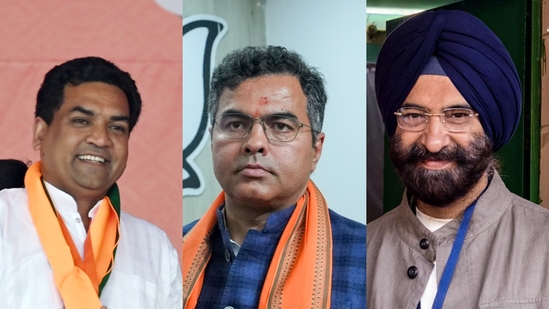 (Lto R): Kapil Mishra, Parvesh Sahib Singh and Manjinder Singh Sirsa will take oath as cabinet ministers in the newly formed Delhi government.